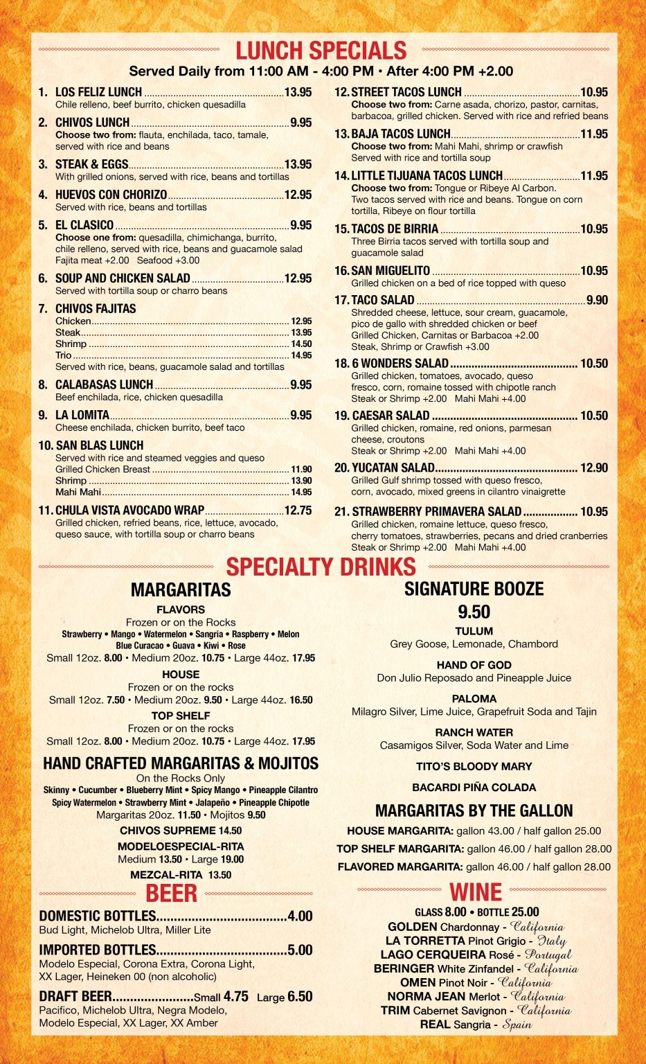 Menu – Chivos Mexican Bistro